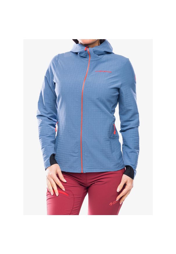 LA SPORTIVA - Kurtka softshell damska La Sportiva Descender Storm Jacket. Kolor: niebieski. Materiał: softshell. Sport: turystyka piesza