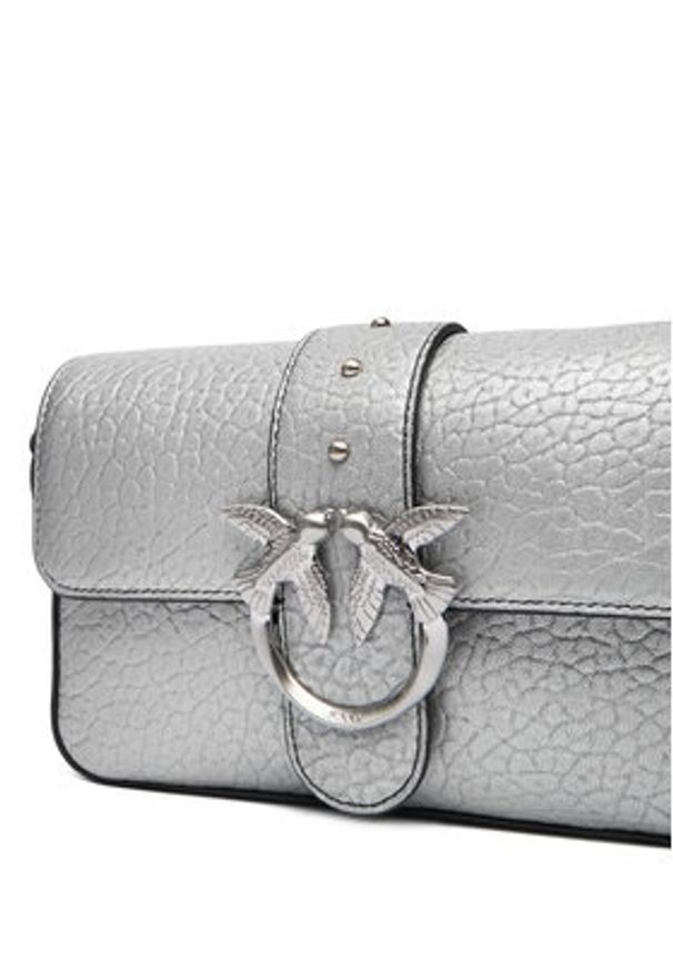 Pinko - PINKO Torebka Love One Mini Slouchy Fl AI 25-26 PLTT 104340 A2JT Srebrny. Kolor: srebrny. Materiał: skórzane
