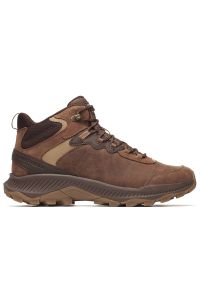 Buty męskie Merrell Speed Strike 2 Leather Mid Waterproof J038073 - brązowe. Zapięcie: sznurówki. Kolor: brązowy. Materiał: guma, skóra. Szerokość cholewki: normalna #1