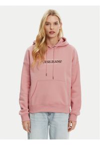 Guess Jeans Bluza W4YQ15 KC811 Różowy Regular Fit. Kolor: różowy. Materiał: bawełna #1