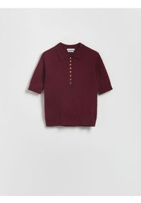 Reserved - Sweter z wełną - burgundowy. Kolor: czerwony. Materiał: wełna