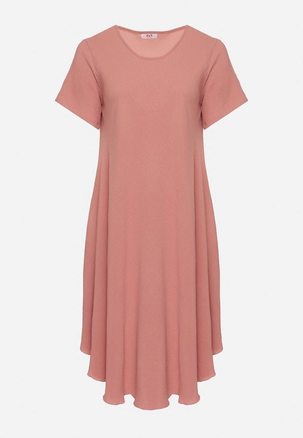 Born2be - Różowa Rozkloszowana Sukienka z Bawełną Elzedia. Okazja: na co dzień. Kolor: różowy. Materiał: bawełna. Typ sukienki: rozkloszowane. Styl: casual, elegancki