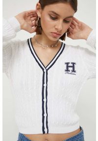 Hollister Co. sweter damski kolor biały. Okazja: na co dzień. Kolor: biały. Materiał: dzianina. Styl: casual #1