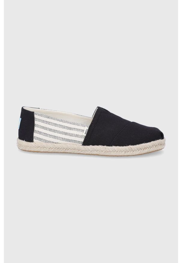 Toms Espadryle University Stripes kolor czarny. Nosek buta: okrągły. Kolor: czarny. Obcas: na obcasie. Wysokość obcasa: niski