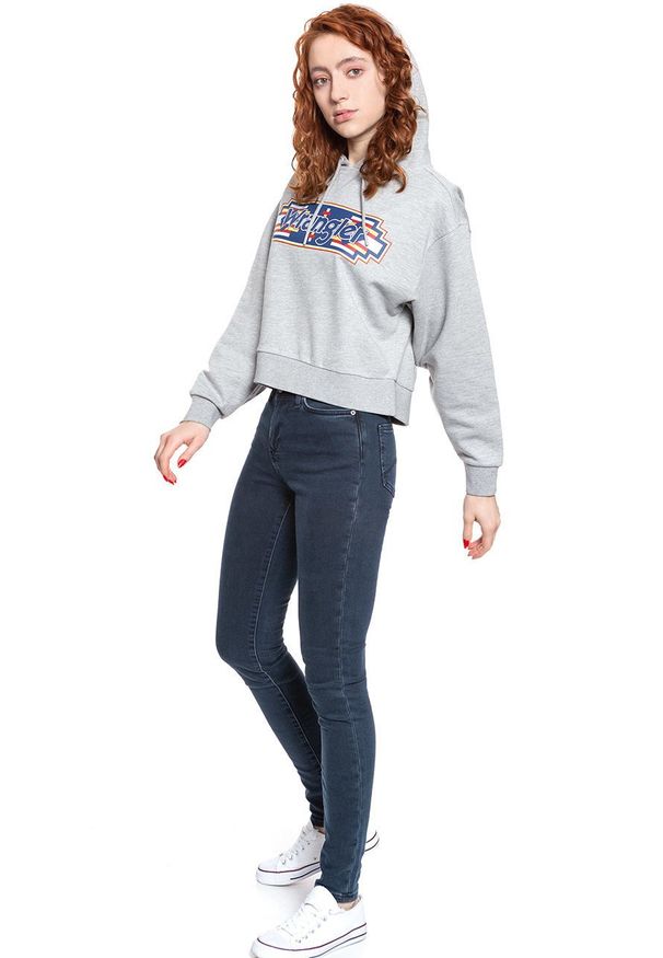 Wrangler - WRANGLER GEO HOODIE DAMSKA BLUZA Z KAPTUREM MID GREY MEL W6N3HPX37 112130792. Typ kołnierza: kaptur