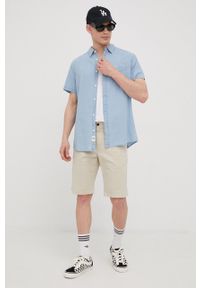 Tommy Jeans szorty SCANTON męskie kolor beżowy. Kolor: beżowy. Materiał: materiał, tkanina. Wzór: gładki