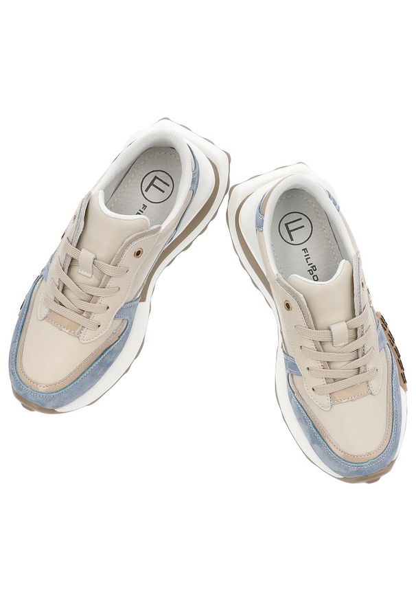 Beżowo-Niebieskie Sneakersy Filippo Stylowe Obuwie Damskie. Kolor: beżowy. Materiał: materiał