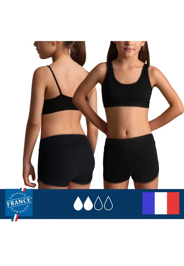 PLIM UNDERWEAR - Dół menstruacyjnego stroju kąpielowego dla nastolatki- średnia chłonność. Kolor: czarny