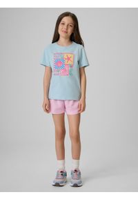 4f - 4F T-shirt regular z nadrukiem dziewczęcy - niebieski 134 (8-9 lat). Okazja: na uczelnię, na co dzień. Kolor: niebieski. Materiał: materiał, bawełna, dresówka, dzianina, skóra. Wzór: nadruk. Sezon: lato. Styl: klasyczny, casual #2