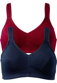 bonprix - Biustonosz bez fiszbinów z bawełną organiczną (2 szt.). Kolor: czerwony. Materiał: bawełna. Rodzaj stanika: wyściełane miseczki, różne sposoby noszenia #1