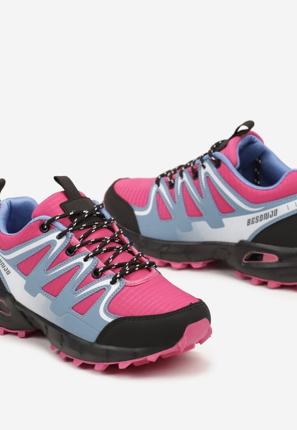 Renee - Niebiesko-Fuksjowe Buty Sportowe Sneakersy Sznurowane na Tłoczonej Podeszwie Tinasinna. Kolor: niebieski