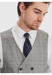 Pako Lorente - PAKO LORENTE - Szara dwurzędowa kamizelka męska w kratę. Kolor: szary. Materiał: poliester, wiskoza, elastan. Styl: elegancki, młodzieżowy #7