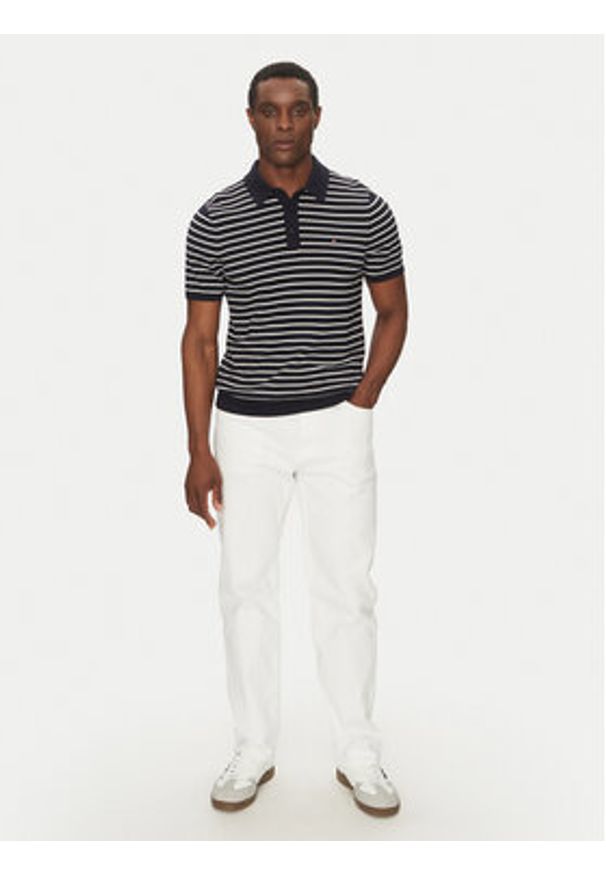TOMMY HILFIGER - Tommy Hilfiger Polo Essential Cotton Knitted Polo MW0MW37396 Granatowy Regular Fit. Typ kołnierza: polo. Kolor: niebieski. Materiał: bawełna