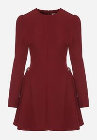 Born2be - Bordowa Rozkloszowana Sukienka Ozdobiona Metaliczną Aplikacją Eleslie. Okazja: na co dzień. Kolor: czerwony. Wzór: aplikacja. Styl: casual, elegancki #2