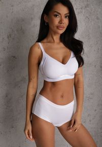 Renee - Biały Biustonosz Ozdobiony Przezroczystymi Wstawkami z Usztywnieniem Seanael. Kolor: biały. Rodzaj stanika: przezroczysty. Wzór: aplikacja #3