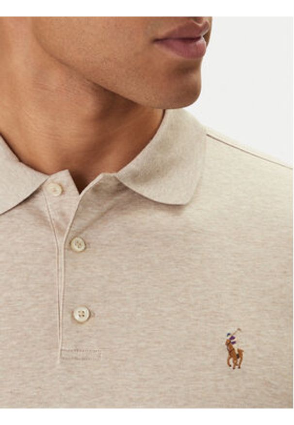 Polo Ralph Lauren Polo 710704319502 Beżowy Custom Slim Fit. Typ kołnierza: polo. Kolor: beżowy. Materiał: bawełna
