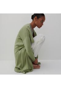 Reserved - Długi kardigan z wiskozą - Zielony. Kolor: zielony. Materiał: wiskoza. Długość: długie #1