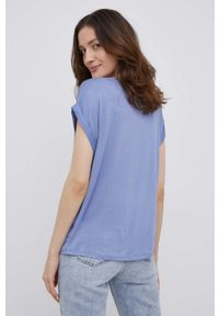 Vila t-shirt damski. Kolor: niebieski. Materiał: tkanina, dzianina #4
