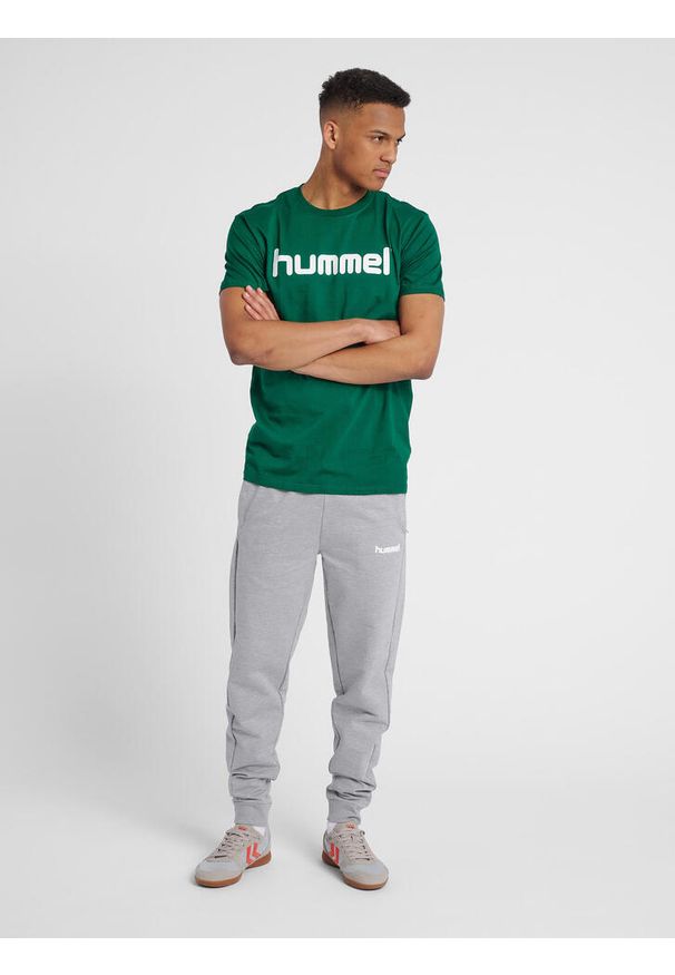 Koszulka sportowa z krótkim rękawem męska Hummel Cotton Logo. Kolor: biały, wielokolorowy, zielony. Długość rękawa: krótki rękaw. Długość: krótkie
