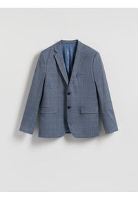 Reserved - Marynarka slim fit w kratę - niebieski. Kolor: niebieski. Materiał: tkanina, wiskoza