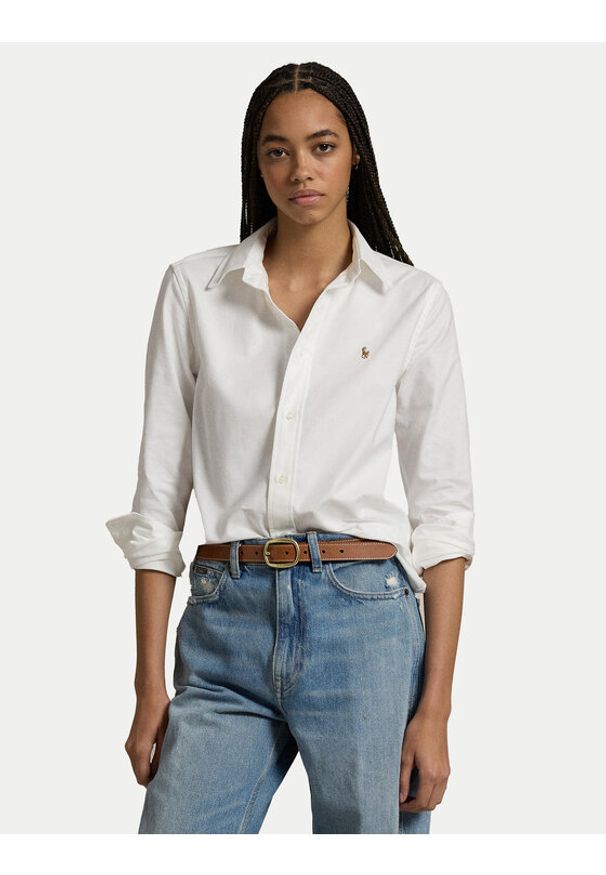 Polo Ralph Lauren Koszula 211941520002 Biały Slim Fit. Typ kołnierza: polo. Kolor: biały. Materiał: bawełna