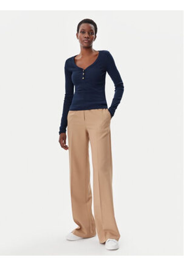 TOMMY HILFIGER - Tommy Hilfiger Bluzka Henley WW0WW43905 Granatowy Slim Fit. Typ kołnierza: typu henley. Kolor: niebieski. Materiał: bawełna