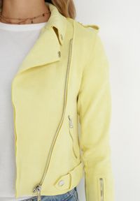 Born2be - Żółta Ramoneska Lilah. Kolor: żółty. Długość: długie. Wzór: aplikacja. Styl: rockowy