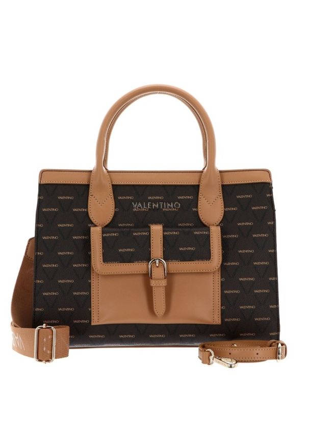 Valentino by Mario Valentino - VALENTINO Brązowa shopperka Liuto. Kolor: brązowy. Wzór: paski