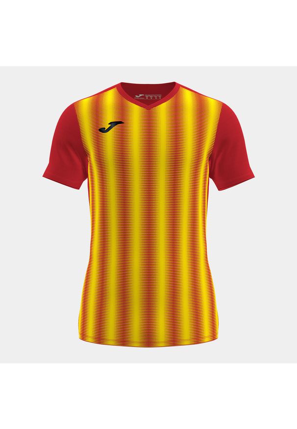Koszulka do piłki nożnej męska Joma Boy Inter II z krótkim rękawem. Kolor: wielokolorowy, żółty, czerwony. Długość rękawa: krótki rękaw. Długość: krótkie. Sport: piłka nożna