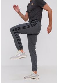 Adidas - adidas Spodnie GK8891 męskie kolor szary z aplikacją. Kolor: szary. Materiał: bawełna, dzianina, materiał. Wzór: aplikacja