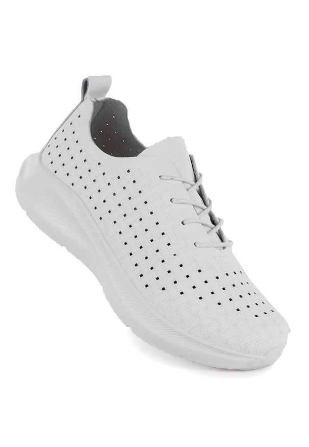 Półbuty sportowe damskie na platformie biały NEWS 209. Okazja: na co dzień. Kolor: biały. Materiał: skóra ekologiczna. Obcas: na platformie. Styl: sportowy