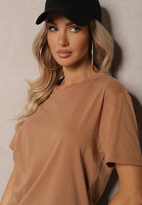 Renee - Brązowa Koszulka z Bawełny o Fasonie T-shirt Lormarka. Okazja: na co dzień. Kolor: brązowy. Materiał: bawełna. Styl: klasyczny, casual #4