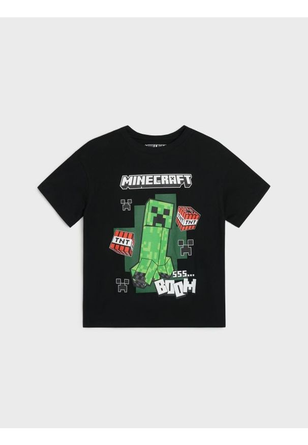 Sinsay - Bawełniana koszulka Minecraft - czarny. Kolor: czarny. Materiał: bawełna