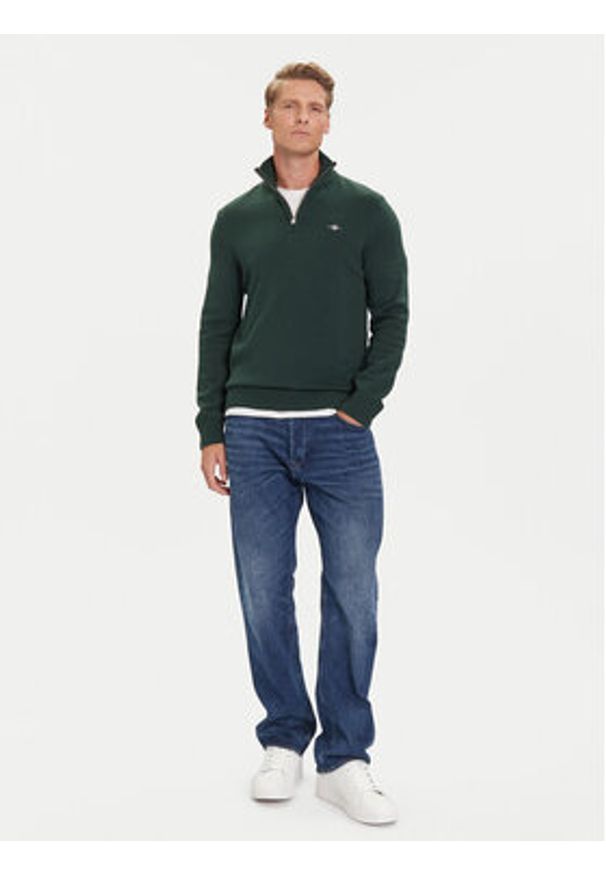 GANT - Gant Sweter 8030170 Zielony Regular Fit. Kolor: zielony. Materiał: bawełna