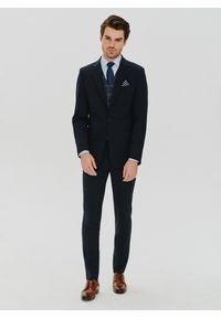 Pako Lorente - PAKO LORENTE – Gładkie granatowe spodnie garniturowe. Kolor: niebieski. Materiał: wełna, poliester, elastan. Wzór: gładki #1