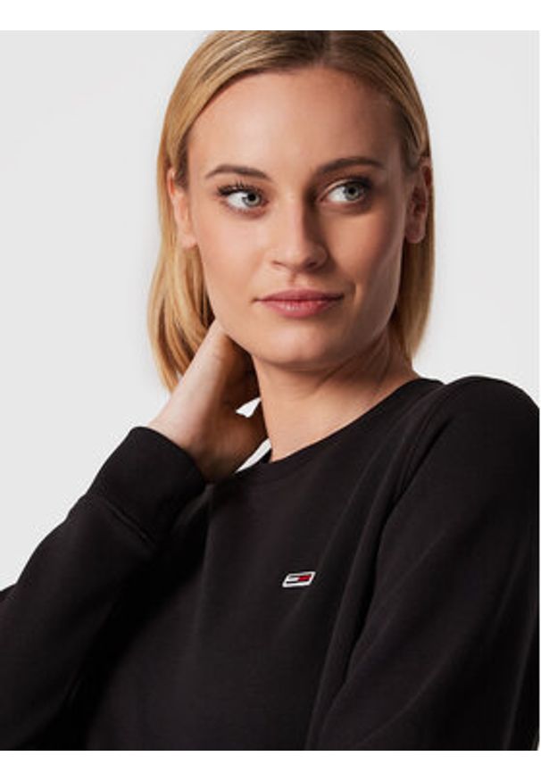 Tommy Jeans Bluza Fleece DW0DW09227 Czarny Regular Fit. Kolor: czarny. Materiał: bawełna, syntetyk