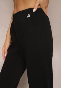 Renee - Czarne Bawełniane Spodnie Dresowe z Gumką w Pasie Artizin. Kolor: czarny. Materiał: dresówka, bawełna. Długość: długie #3