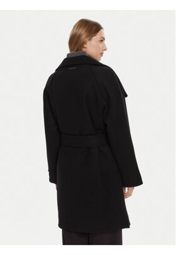 Calvin Klein Płaszcz wełniany LV044D557G Czarny Regular Fit. Kolor: czarny. Materiał: wełna