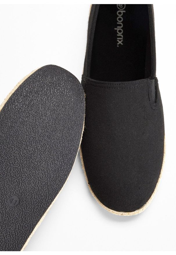 bonprix - Espadryle. Zapięcie: bez zapięcia. Kolor: czarny. Wzór: gładki
