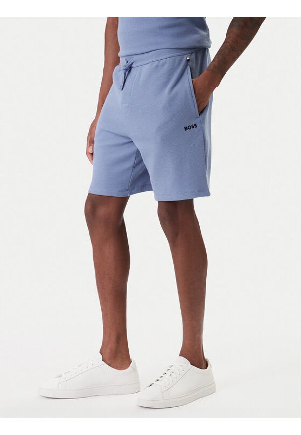 BOSS Szorty sportowe Waffle 50535884 Błękitny Regular Fit. Kolor: niebieski. Materiał: bawełna. Styl: sportowy