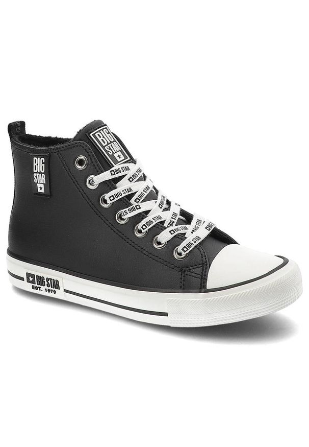 Big-Star - Czarne Trampki Big Star Damskie Ocieplane Buty. Okazja: na co dzień. Kolor: czarny. Materiał: syntetyk, futro, puch, skóra ekologiczna. Szerokość cholewki: normalna. Wzór: aplikacja. Sezon: zima, jesień. Styl: casual, sportowy