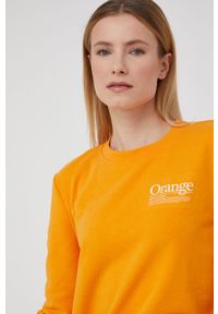 only - Only bluza damska kolor pomarańczowy gładka. Okazja: na co dzień. Kolor: pomarańczowy. Materiał: dzianina, bawełna. Długość rękawa: długi rękaw. Długość: długie. Wzór: gładki. Styl: casual