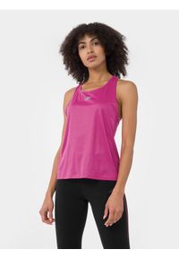 4f - Top do biegania oddychający damski. Kolor: różowy. Materiał: dzianina, materiał, włókno #2