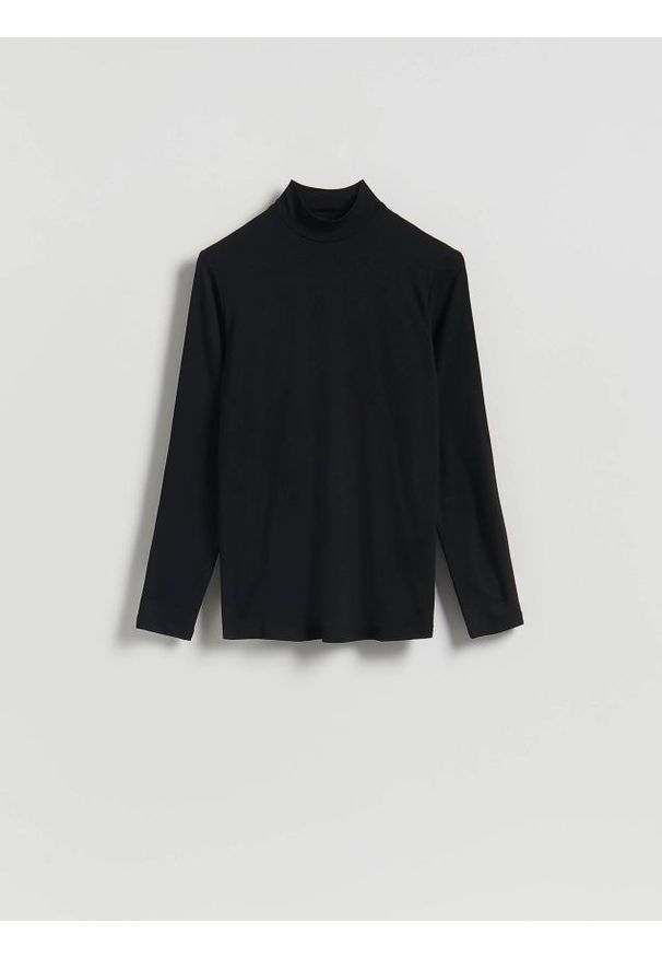 Reserved - Longsleeve z golfem - czarny. Typ kołnierza: golf. Kolor: czarny. Materiał: dzianina. Długość rękawa: długi rękaw