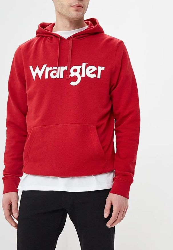 Wrangler - WRANGLER LOGO HOODIE MĘSKA BLUZA Z KAPTUREM SCARLET RED W6590HAUU 112130625. Typ kołnierza: kaptur