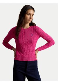 Polo Ralph Lauren Sweter 211971869508 Różowy Slim Fit. Typ kołnierza: polo. Kolor: różowy. Materiał: bawełna #1