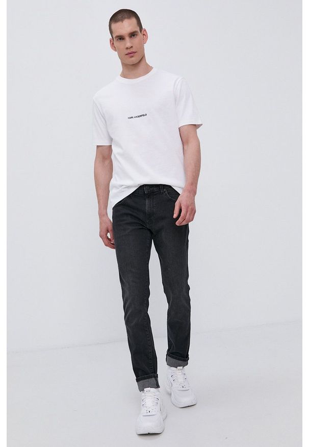 Karl Lagerfeld - T-shirt. Okazja: na co dzień. Kolor: biały. Materiał: bawełna, dzianina. Wzór: gładki. Styl: casual