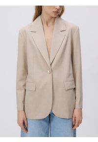 Reserved - Marynarka z dodatkiem wełny - beżowy. Kolor: beżowy. Materiał: wełna #1