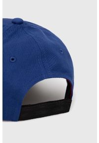 Hugo - HUGO czapka bawełniana kolor niebieski z aplikacją. Kolor: niebieski. Materiał: bawełna. Wzór: aplikacja #3