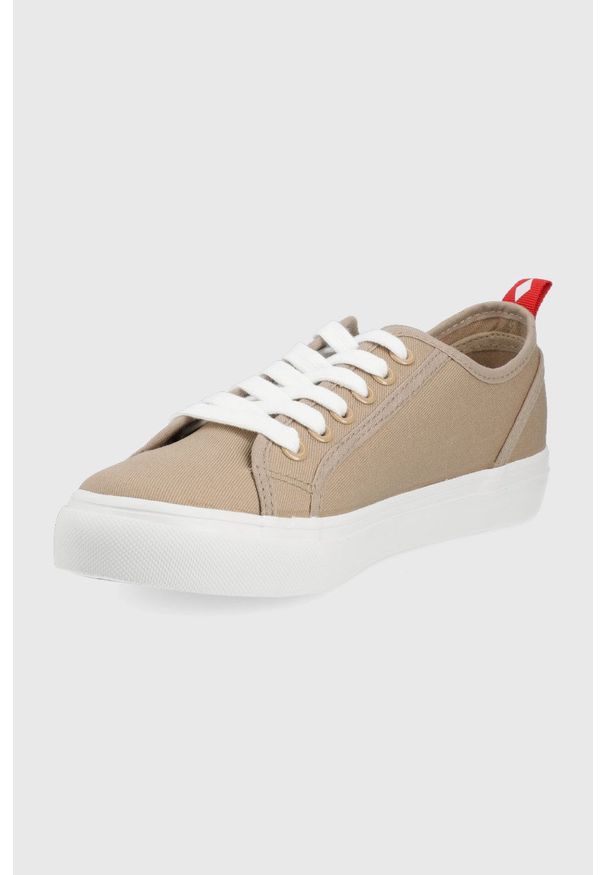 Lee Cooper tenisówki damskie kolor beżowy. Zapięcie: sznurówki. Kolor: beżowy. Materiał: guma